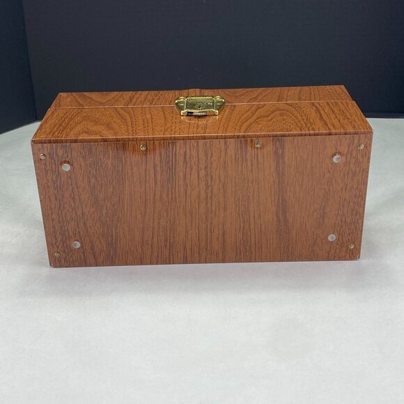 Vintage Ballonoff Porta File Metal Brown Woodgrain File Box - Picture 7 of 11